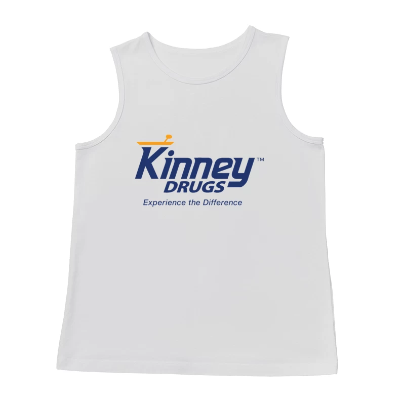 Kinney Drugs Pharmacy Logo with Blue Text and Orange Accent Male Tank Top