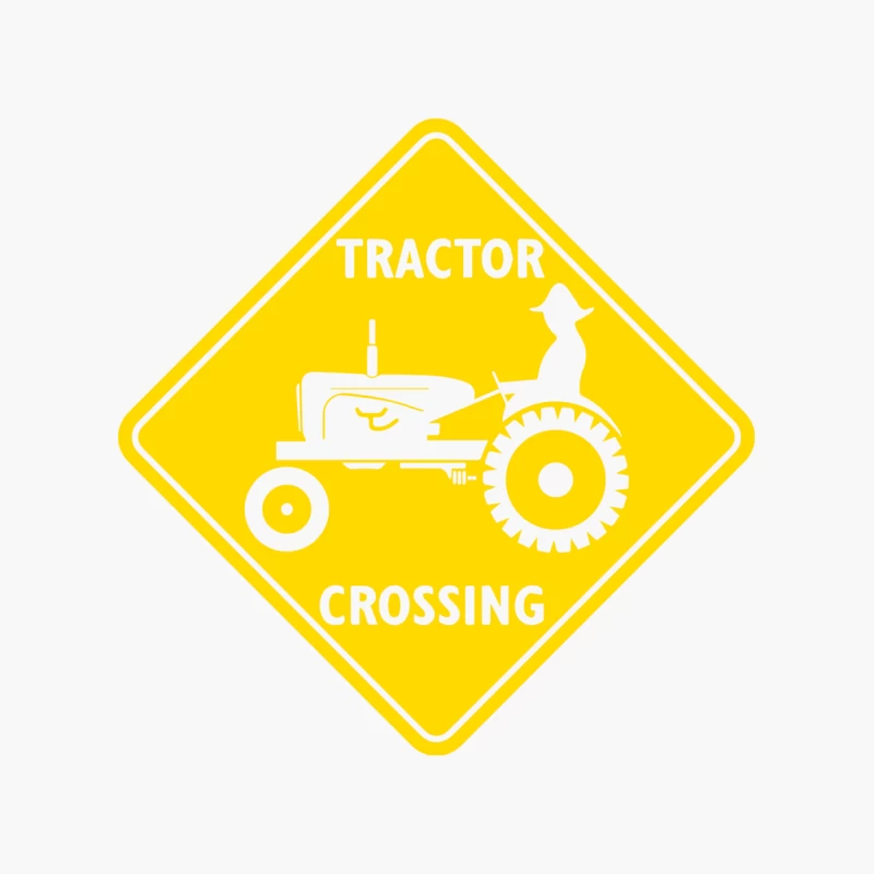 Tractor Crossing Farmer_s Road Warning Sign Cotton Tote Bag