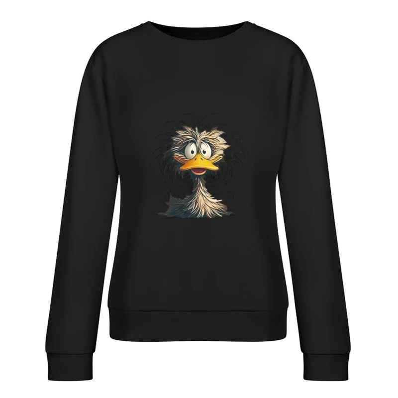 Oiseau ébouriffé et amusant Femme Sweat-shirt à enfiler
