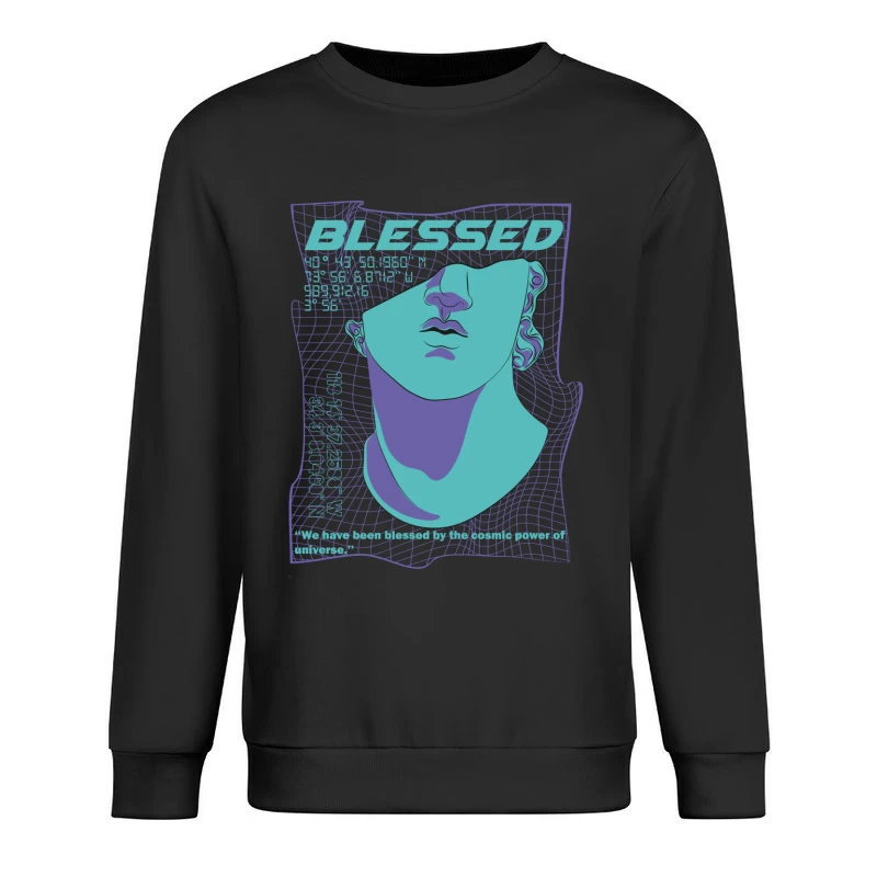 Futuristische Venus-Büste mit Segensbotschaft Herren Pullover Sweatshirt