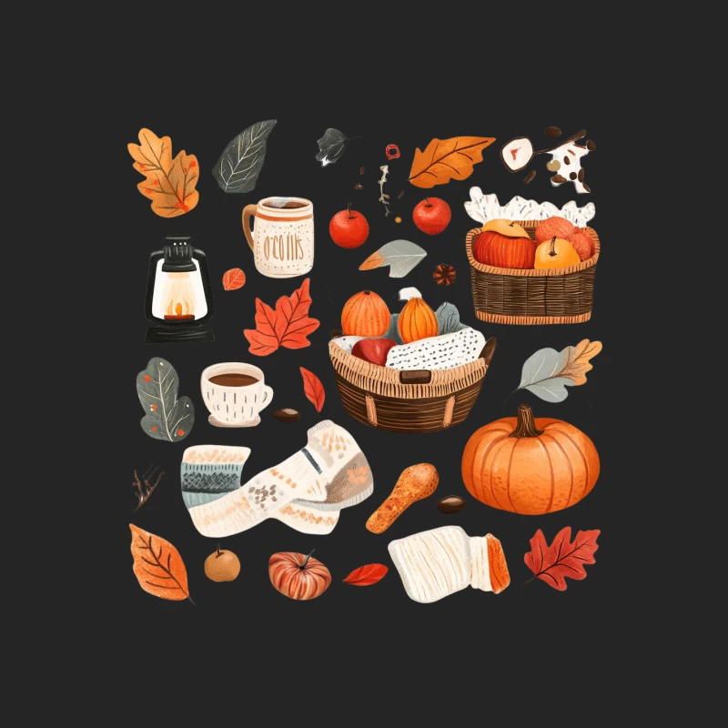 Cozy Autumn Harvest: Pumpkins, Leaves, and Coffee Female Pullover Sweatshirt