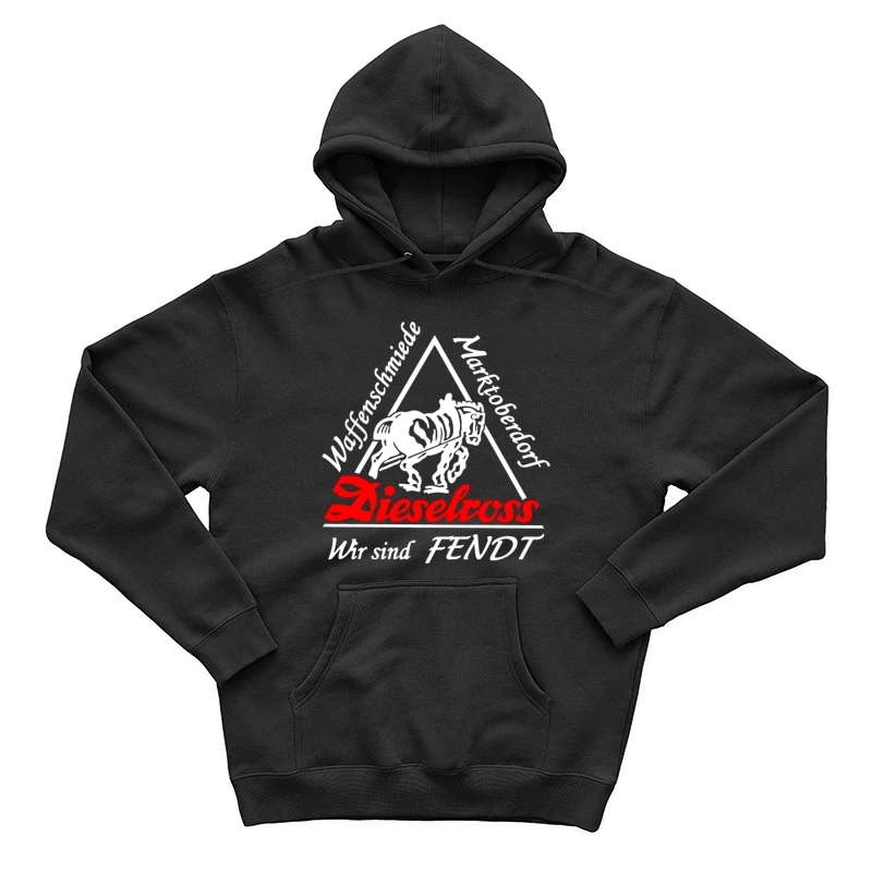 Dieselross Fendt Tractor Brand Logo with Skeletal Horse Design Male Pullover Hoodie