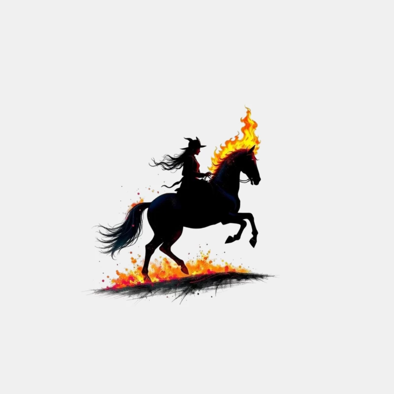 Mystical Dark Rider with Flaming Horse Silhouette Male Tank Top