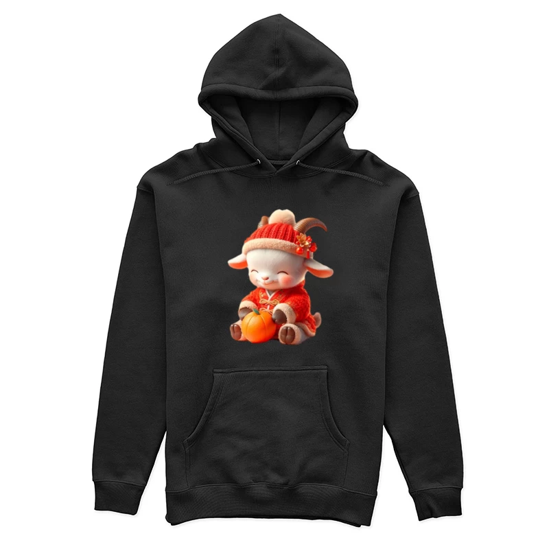 Niedliche Ziege im roten Outfit mit Mandarine Damen Pullover Hoodie