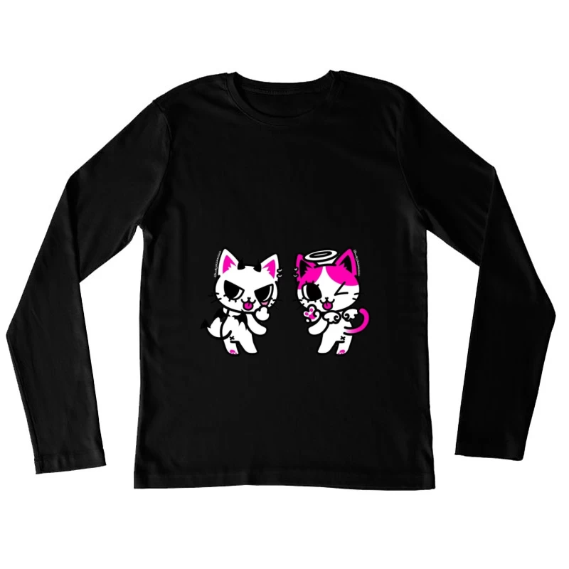Teufel und Engel Katzen Damen Langarm T-Shirt