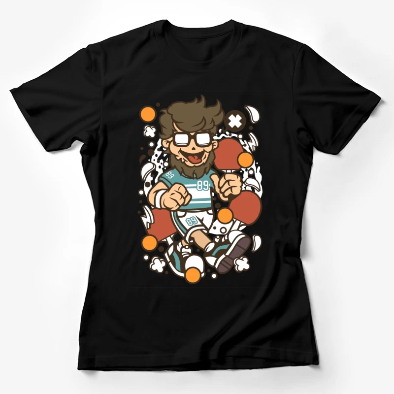 Joueur de ping-pong stylisé avec énergie dynamique Femme T-Shirt