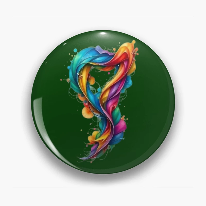 Vibrant Rainbow Swirl Abstract Digital Art Pin