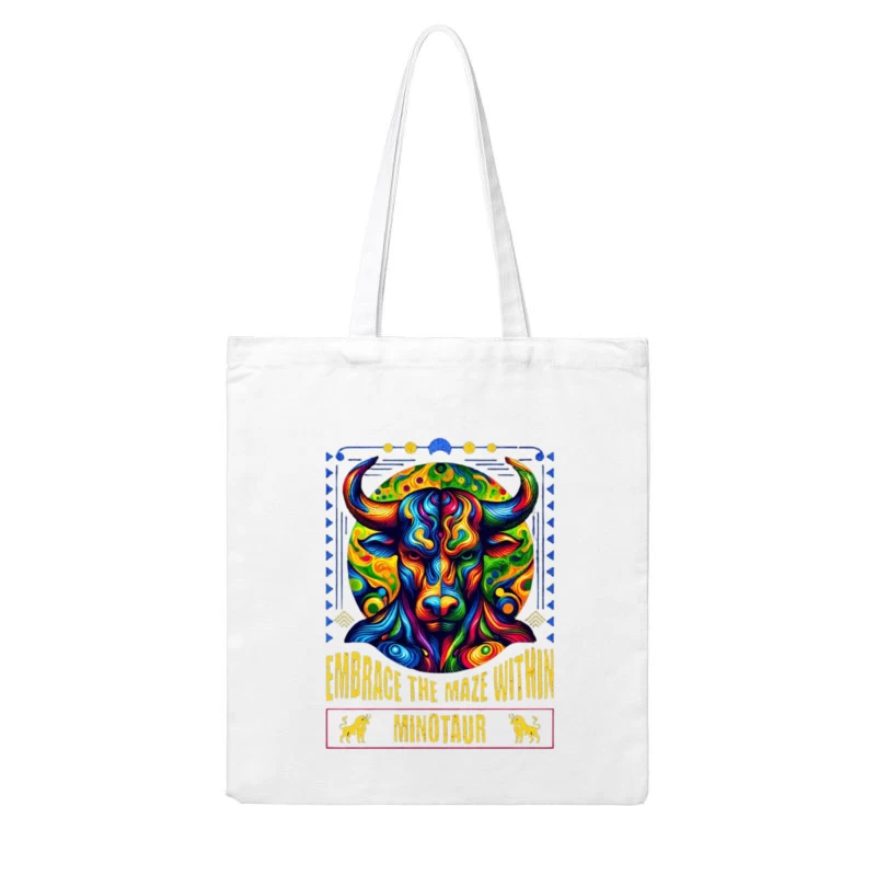 Psychedelic Minotaur: Embrace the Maze Within Cotton Tote Bag