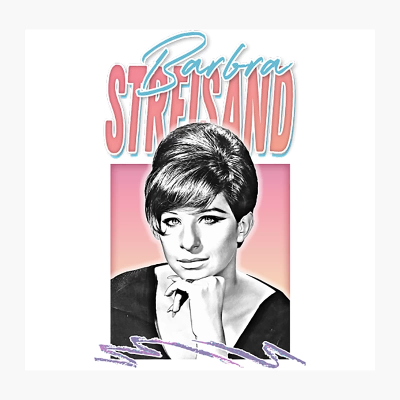 Barbra Streisand - Retro Aesthetic Style Fan Art Design Throw Pillow