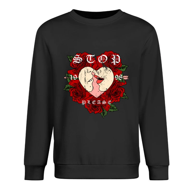 Design romantique avec cœur et roses Homme Sweat-shirt à enfiler
