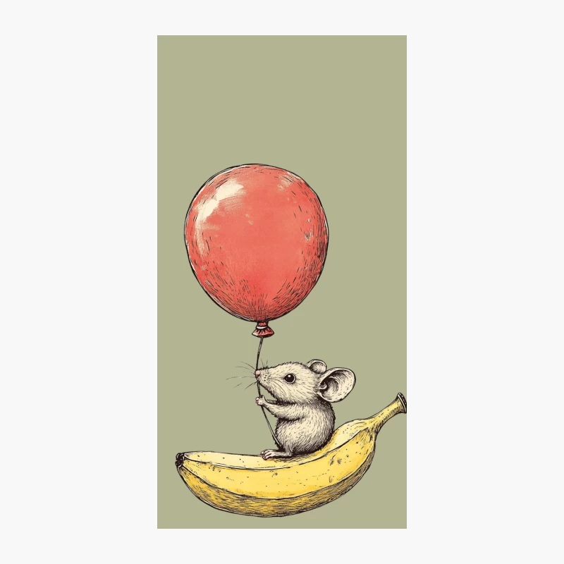 Whimsical Mouse's Balloon Ride on a Banana iPhone Case