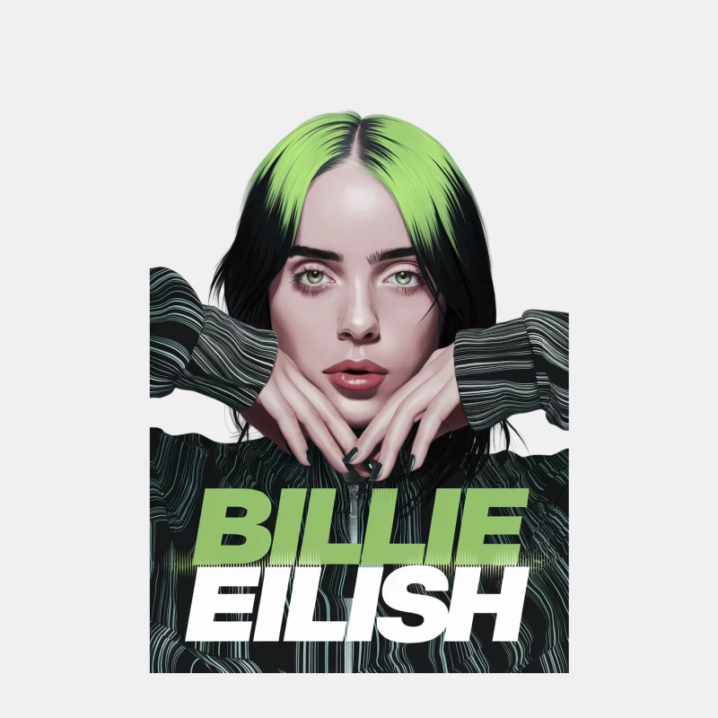 Stylized Portrait of Pop Singer with Green Hair Male Tank Top