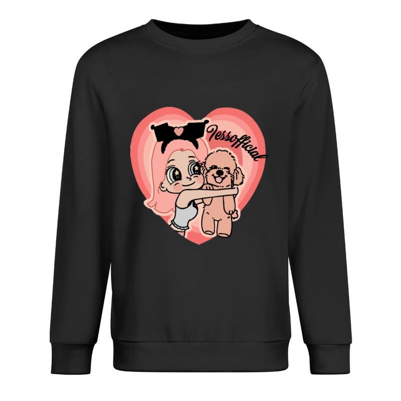 Ragazza carina dei cartoni con cane Felpa pullover Uomo