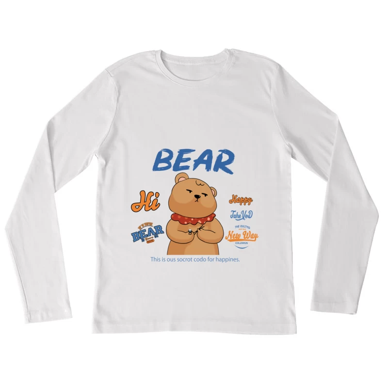 Bär mit Geheimcode für Glück Damen Langarm T-Shirt