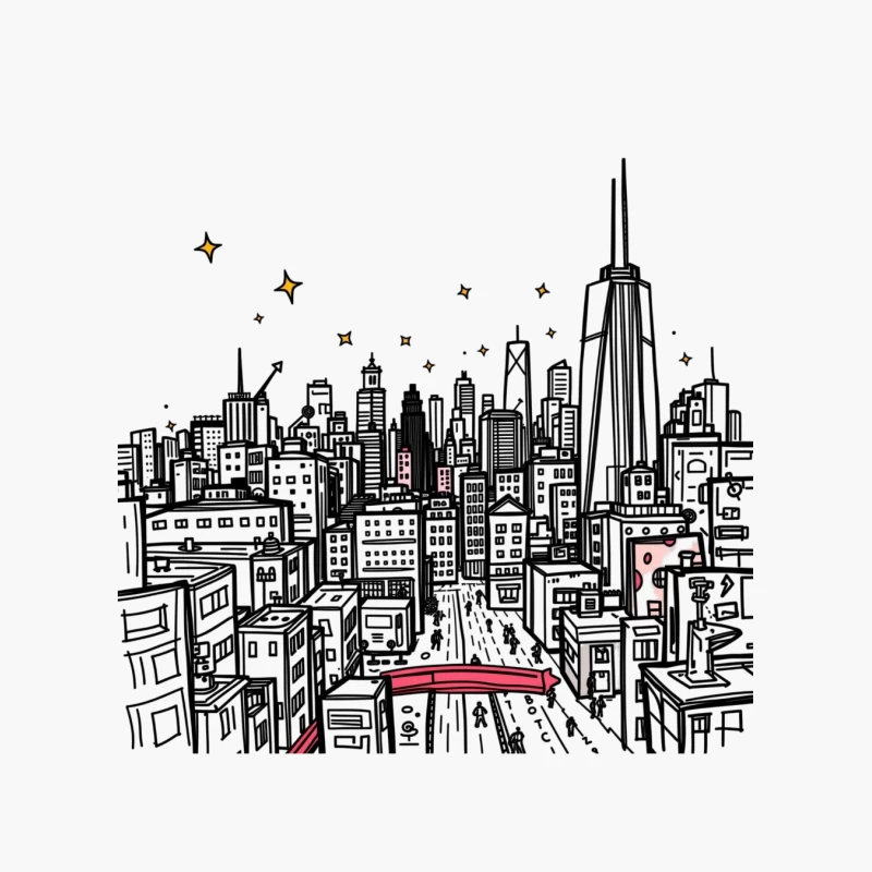 Nighttime Cityscape Illustration Cotton Tote Bag