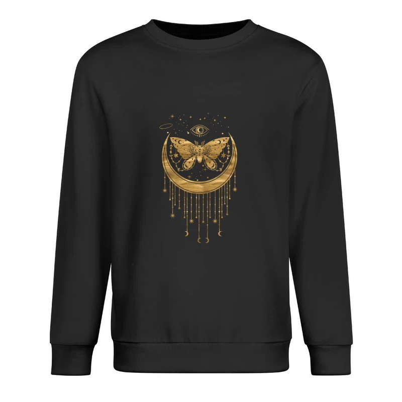 Mystisches Mond-Design mit Schmetterling Herren Pullover Sweatshirt