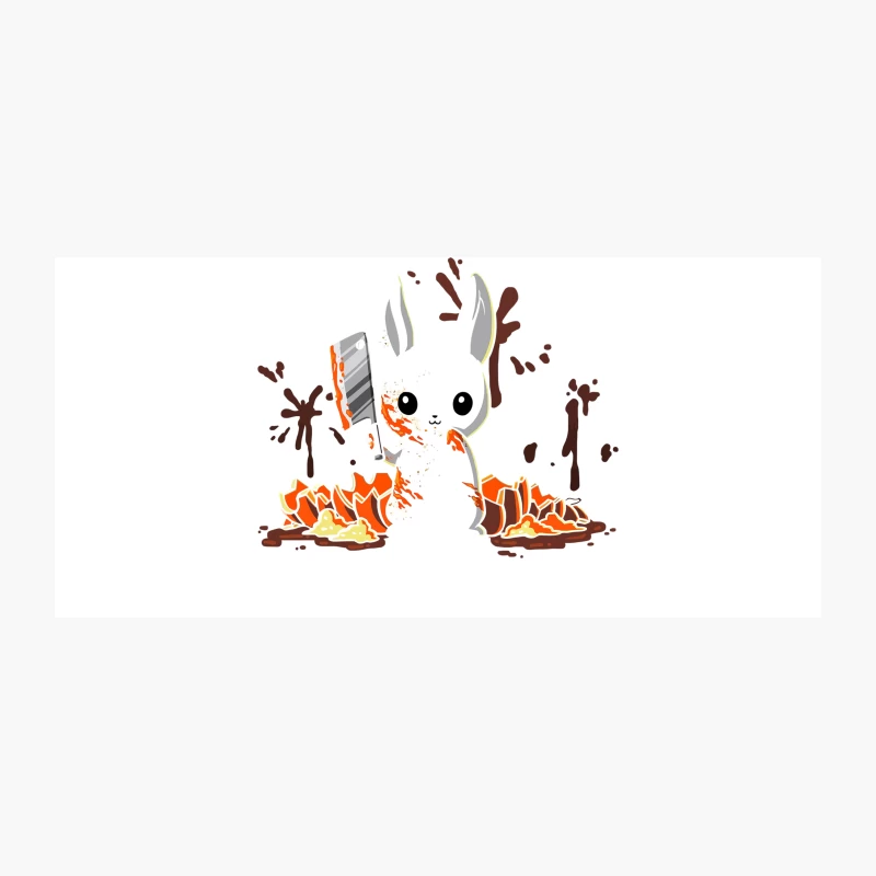 Cute Cartoon Rabbit with Knife and Blood Splatter Coffee Mug