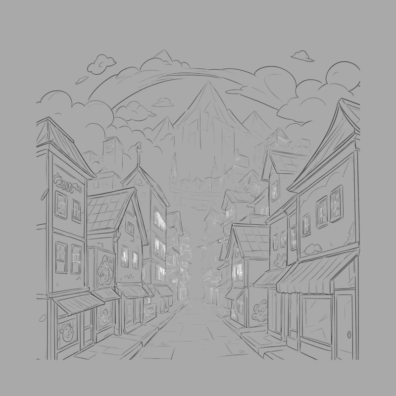 Charming Village with Mountains Male Pullover Hoodie