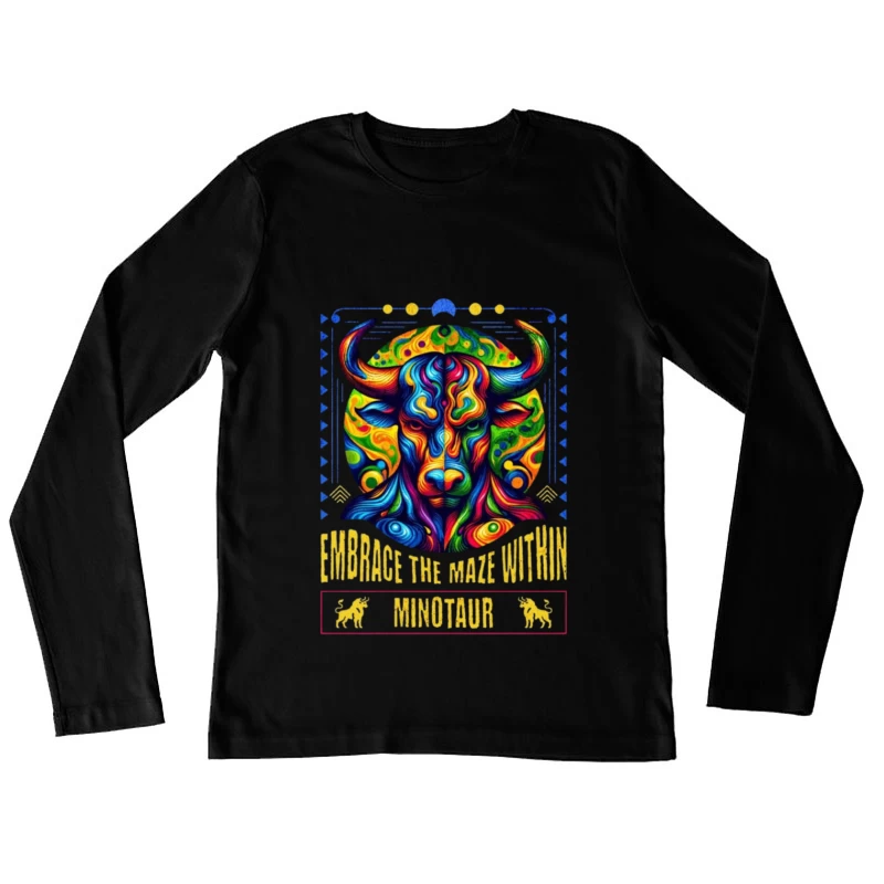 Psychedelic Minotaur: Embrace the Maze Within Female Long Sleeve T-Shirt