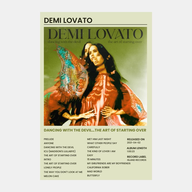 Demi Lovato's "Dancing with the Devil" Album Cover and Track List Male Tank Top