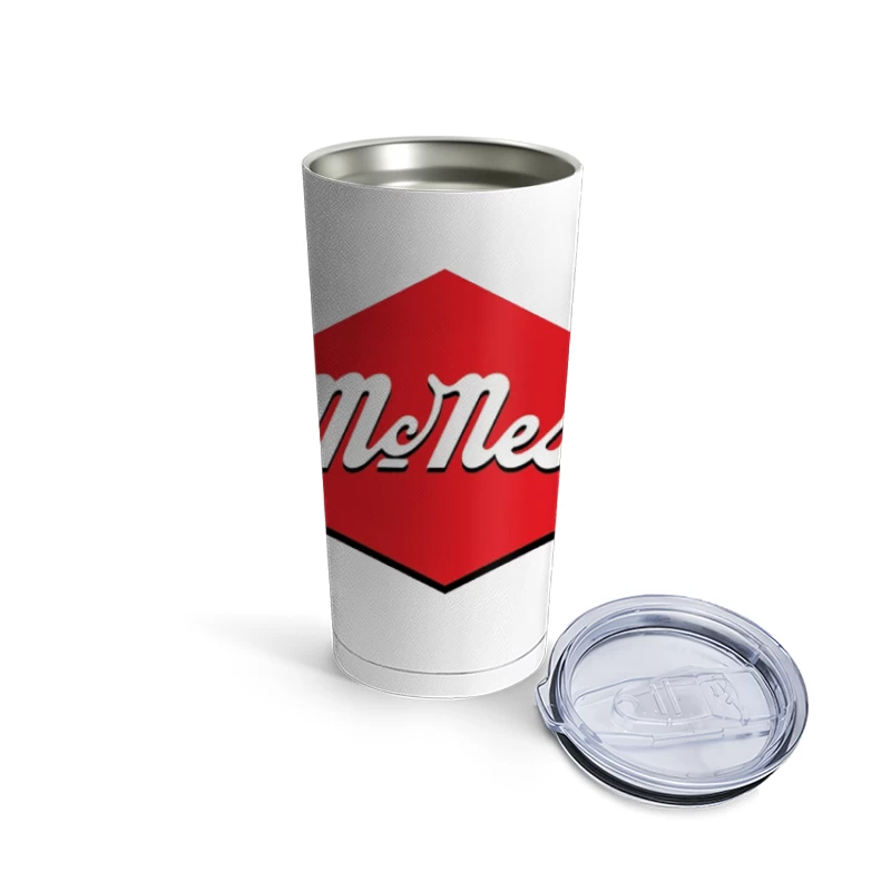 Vintage McNess Diamond Logo in Red and White Travel Mug