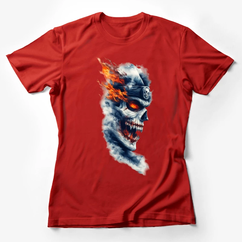 Fiery Ghost Skull Artwork Female T-Shirt