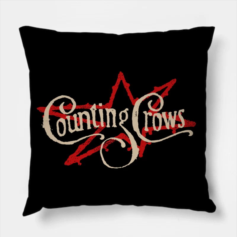 Counting Crows Blue Script Star Throw Pillow