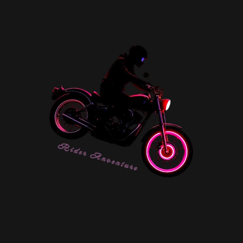 Neon-Glowing Vintage Motorcycle Rider Silhouette Male Long Sleeve T-Shirt