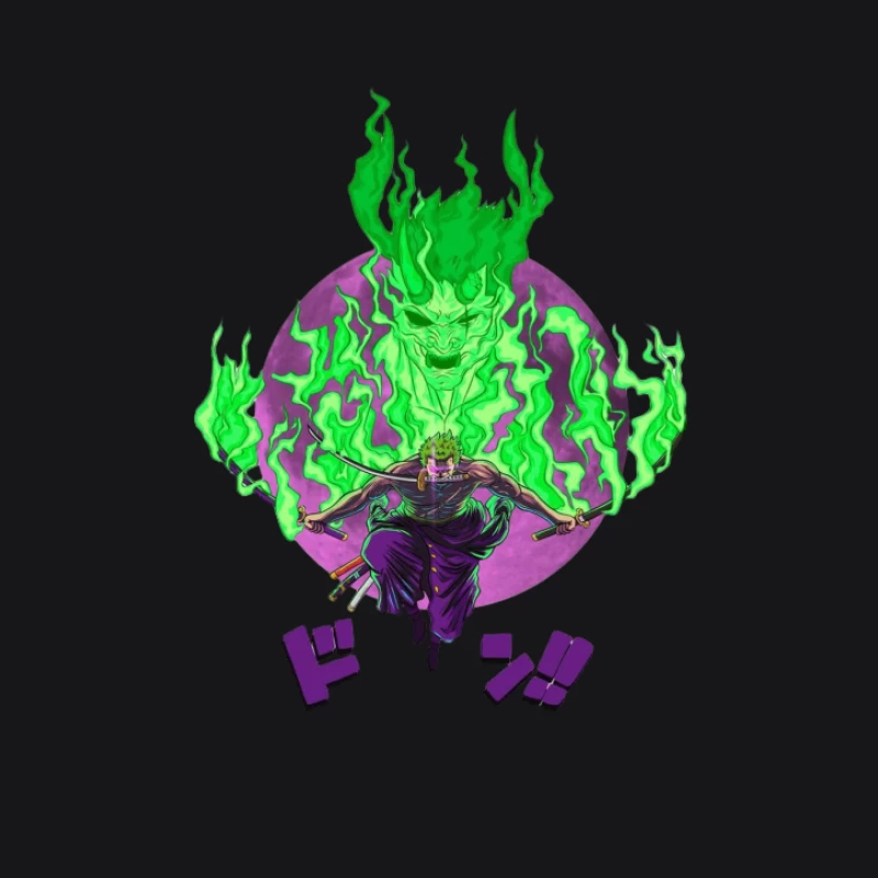 Samurai mit grünem Feuergeist Herren Pullover Hoodie