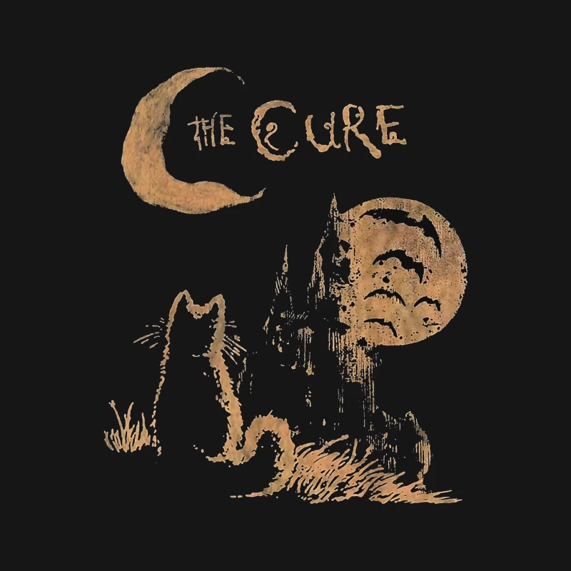 The Cure Gothic Band Logo with Moonlit Ghost Male T-Shirt