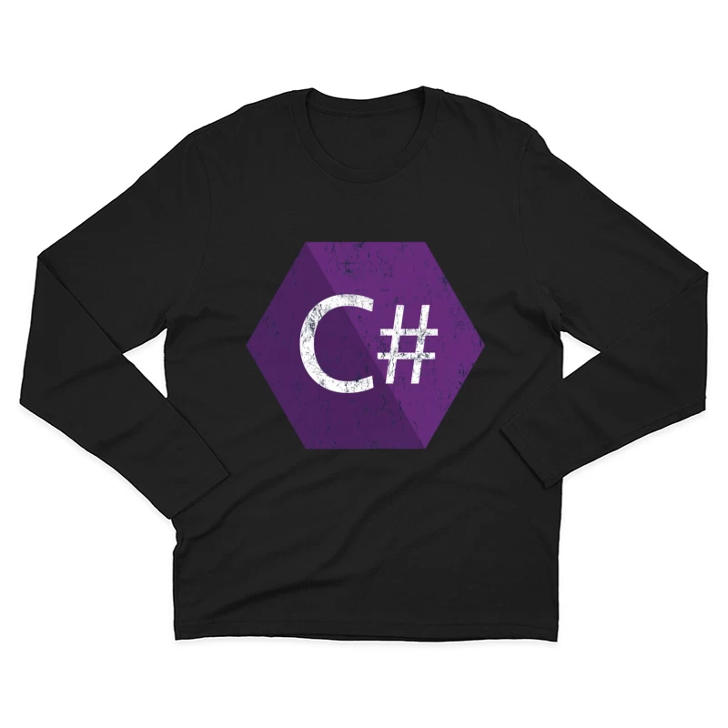 C# Programming Language Logo in Purple Hexagon Male Long Sleeve T-Shirt