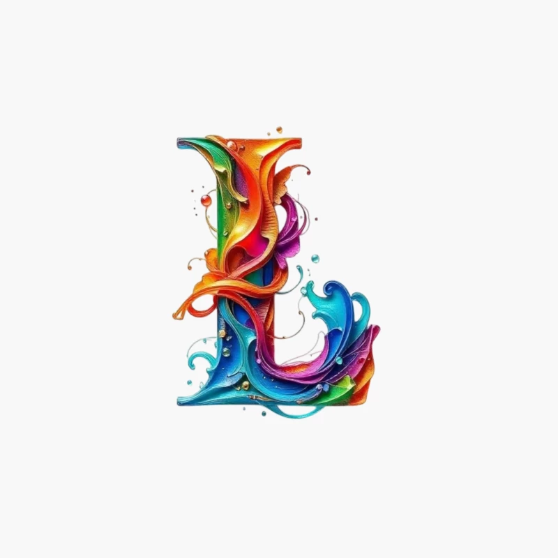 Vibrant Liquid Rainbow Letter L Artistic Typography Cotton Tote Bag