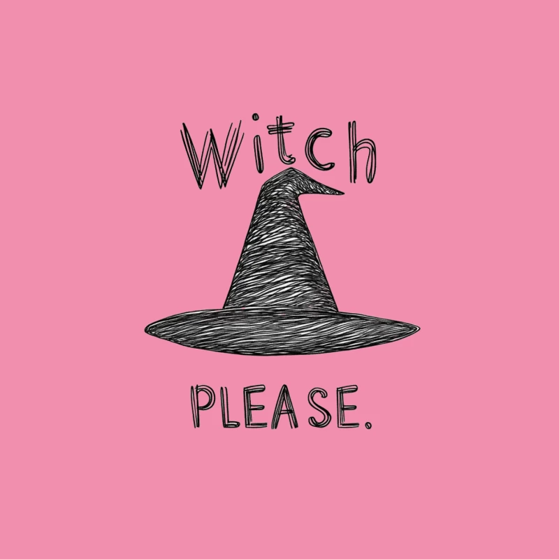 Humorous Hand-Drawn Witch Hat Illustration with Typography Female T-Shirt