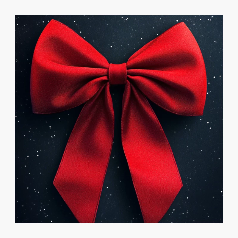 Elegant Red Bow Against Starry Night: Festive Holiday Glamour Pin