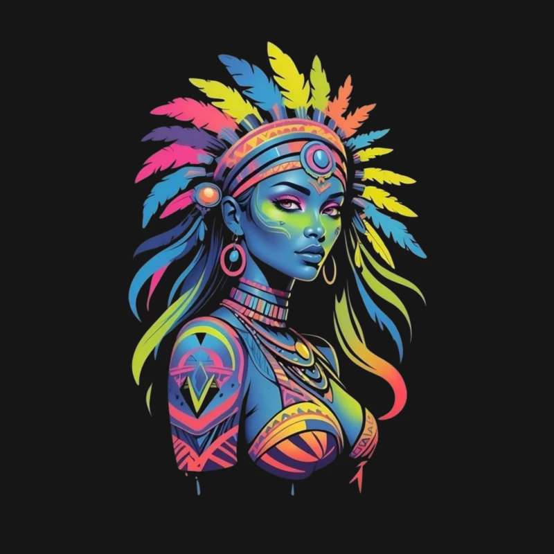 Colorful Tribal Portrait with Headdress Male Long Sleeve T-Shirt