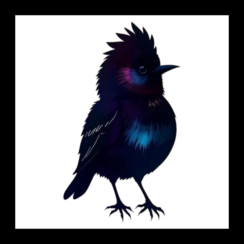 Mystical Glowing Black Bird Silhouette Pin