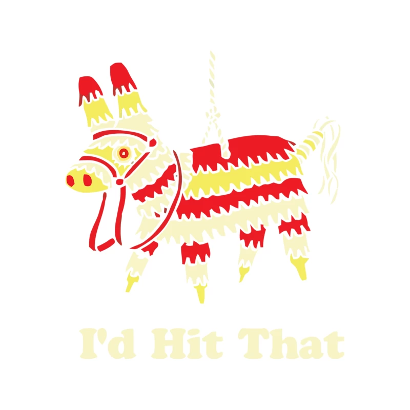 Humorous Red and Yellow Cartoon Pinata Animal Tapestry