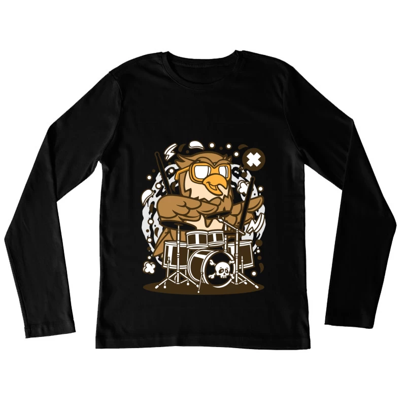 Hibou batteur rockeur Femme Manches Longues T-Shirt