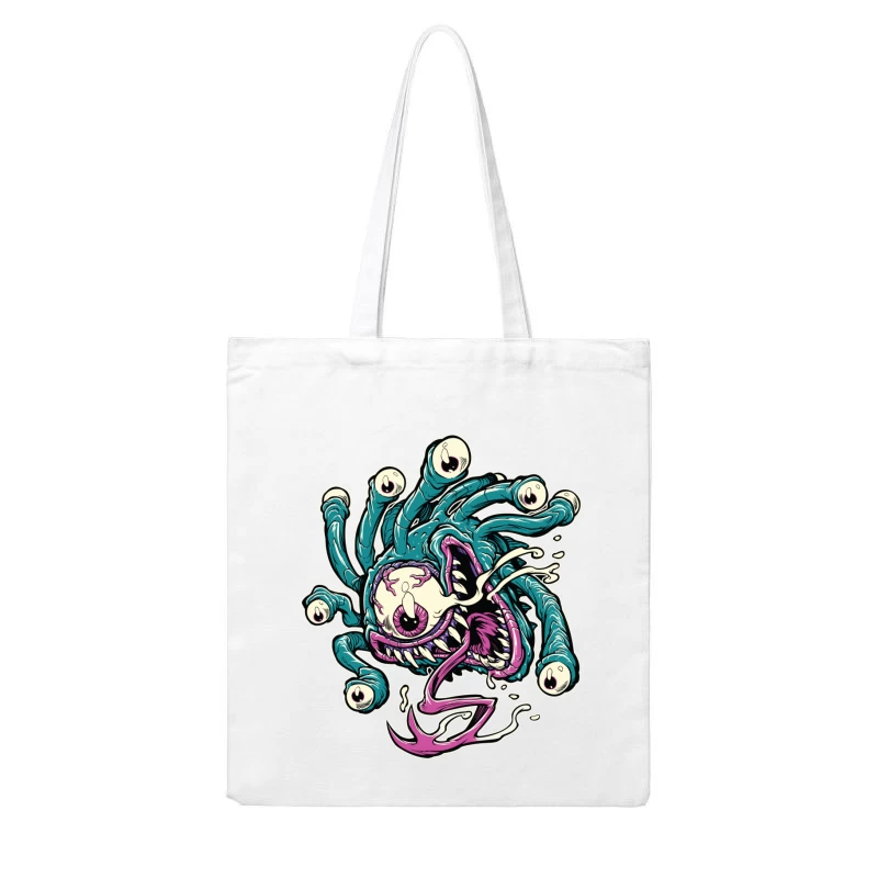 Colorful Cartoon Monster with Tentacles and Eyes Cotton Tote Bag