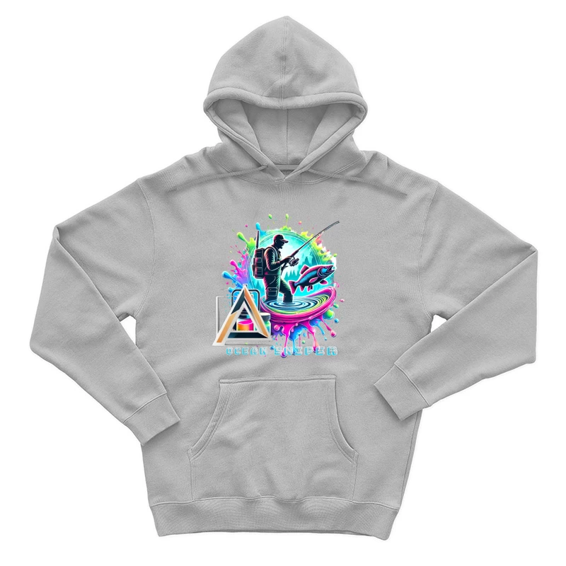 Vibrant Ocean Sport Fisher Abstract Art Design Male Pullover Hoodie