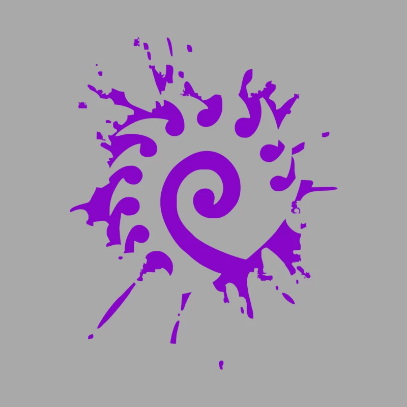 Abstract Purple Spiral with Musical Splash Design Female Pullover Hoodie