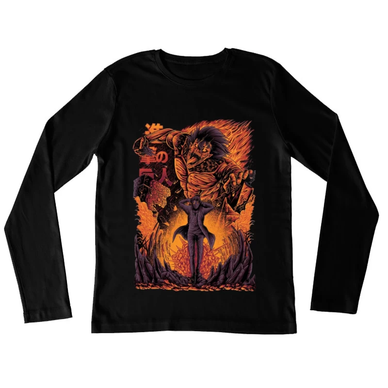 Düstere Anime-Szene mit Monster Damen Langarm T-Shirt