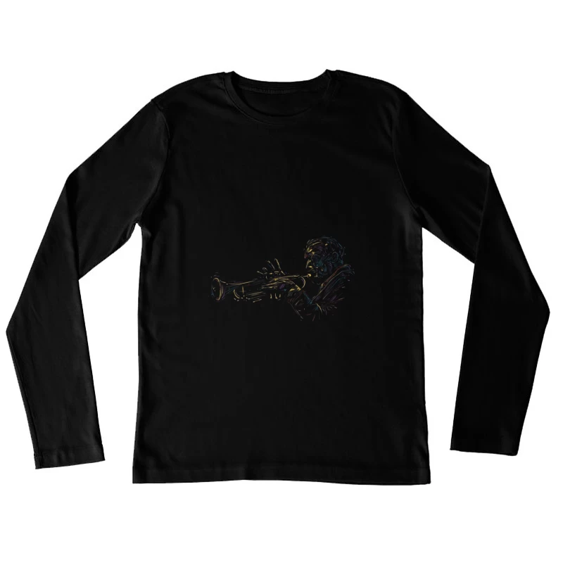 Colorful Jazz Musician Playing Trumpet Female Long Sleeve T-Shirt