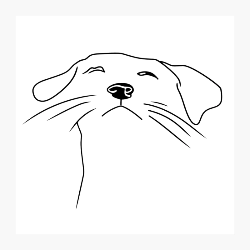 Minimalist Line Drawing of a Dog's Face Pin