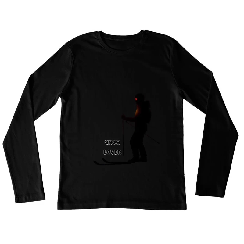 Silhouette of Snow Lover Skiing Female Long Sleeve T-Shirt