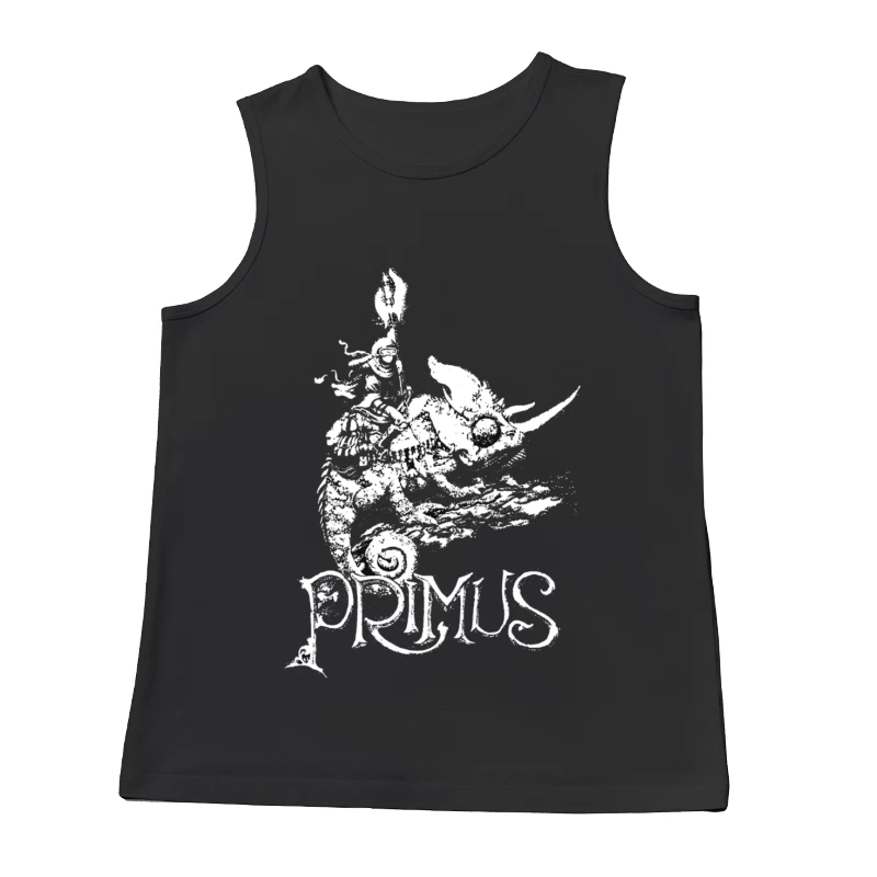 Abstract Swirling Typography: Primus Logo Design Male Tank Top