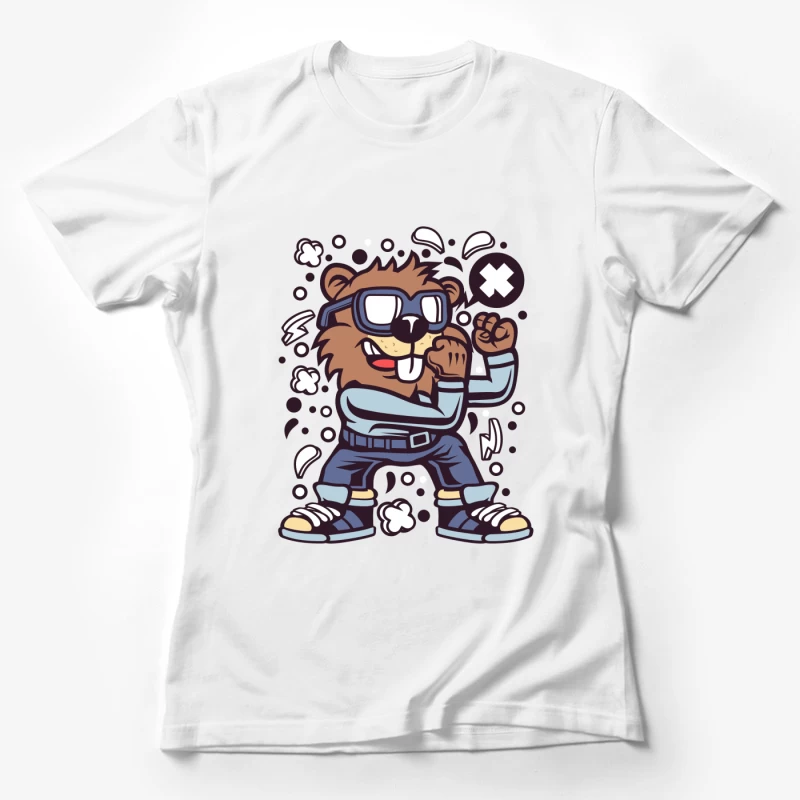 Castor cool avec lunettes et bulles Femme T-Shirt