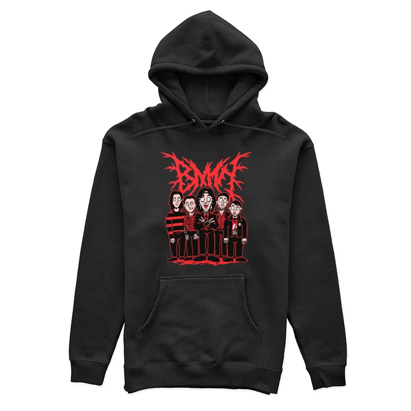 Gothic Rock Band Cartoon in Red and Black Style Female Pullover Hoodie