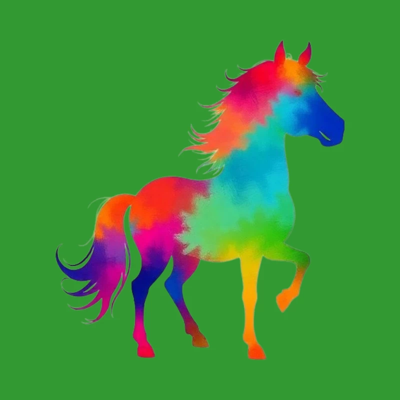 Colorful horse Silhouette Throw Pillow