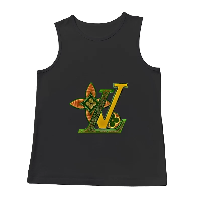 Luxus-Logo-Design in goldenen und grünen Tönen Herren Tanktops